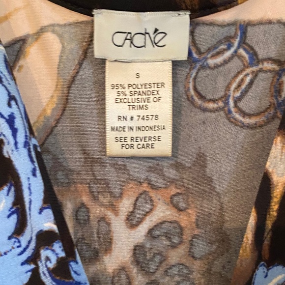 CACHE Dress, Faux Wrap, Cap Sleeve, Leopard/Baroque/Lux print, Pullover - Picture 4 of 14